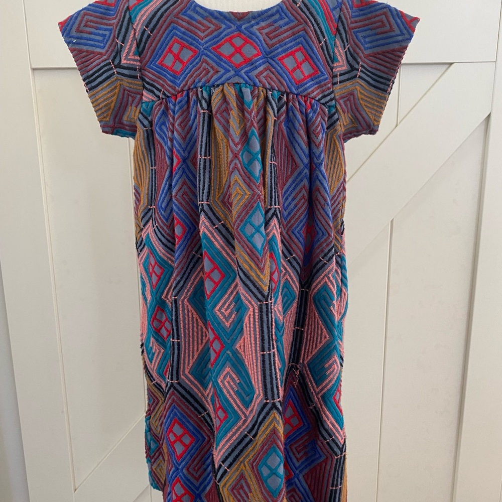 Multicolored Embroidered Pink Chicken Dress